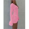 image:imageMakeMeChic Womens Swimsuit Coverup Crochet Mini Dress Bathing Suit Beach Cover UpPink