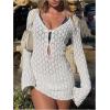 image:imageMakeMeChic Womens Swimsuit Coverup Crochet Mini Dress Bathing Suit Beach Cover UpWhite