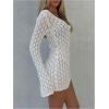 image:imageMakeMeChic Womens Swimsuit Coverup Crochet Mini Dress Bathing Suit Beach Cover UpWhite