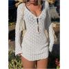 image:imageMakeMeChic Womens Swimsuit Coverup Crochet Mini Dress Bathing Suit Beach Cover UpWhite