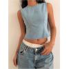image:imageMakeMeChic Womens Tie Open Back Denim Tops Crew Neck Sleeveless Y2k Jean Tank Crop TopBlue