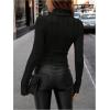 image:imageMakeMeChic Womens Turtleneck T Shirt Long Sleeve Slim Fit Basic Undershirt TopsBlack
