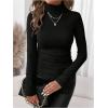 image:imageMakeMeChic Womens Turtleneck T Shirt Long Sleeve Slim Fit Basic Undershirt TopsBlack Solid