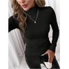 image:imageMakeMeChic Womens Turtleneck T Shirt Long Sleeve Slim Fit Basic Undershirt TopsBlack Solid