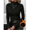 image:imageMakeMeChic Womens Turtleneck T Shirt Long Sleeve Slim Fit Basic Undershirt TopsBlack Solid