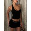 image:imageMakeMeChic Womens Two Piece Club Outfit Chain Halter Crop Tops and Bodycon Mini Skirt SetBlack