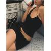 image:imageMakeMeChic Womens Two Piece Club Outfit Chain Halter Crop Tops and Bodycon Mini Skirt SetBlack