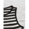 image:imageMakeMeChic Womens Two Piece Striped Outfits Crew Neck Crop Tank Tops and Shorts SetBlack