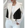 image:imageMakeMeChic Womens Western Cowgirl Jackets Lapel Loose Fleece Jacket Vest Sleeveless Cardigan CoatBlack and White