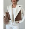 image:imageMakeMeChic Womens Western Cowgirl Jackets Lapel Loose Fleece Jacket Vest Sleeveless Cardigan CoatBrown