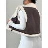 image:imageMakeMeChic Womens Western Cowgirl Jackets Lapel Loose Fleece Jacket Vest Sleeveless Cardigan CoatCoffee Brown