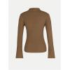 image:imageMakeMeChic Womens Wrap Cross Mock Neck Sweater Long Sleeve Button Front Knitted Pullover TopsCoffee Brown