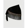 image:imageMakeMeChic Womens Wrap Fringe Skirt Beach Cover Up Low Waisted Tie Side Boho Swim SuitBlack