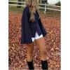 image:imageMakeMeChic Womens Y2K Long Bell Sleeve Cardigans Sweater V Neck Button Down Open Front Knit Fall ClothesBlue