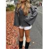 image:imageMakeMeChic Womens Y2K Long Bell Sleeve Cardigans Sweater V Neck Button Down Open Front Knit Fall ClothesGrey