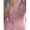 image:imageMakeMeChic Womens Y2K Long Bell Sleeve Cardigans Sweater V Neck Button Down Open Front Knit Fall ClothesPink
