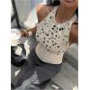 image:imageMakeMeChic Womens Y2K Sequin Halter Knit Tank Top Summer Going Out Sexy Backless Sleeveless TopsApricot