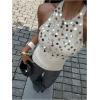 image:imageMakeMeChic Womens Y2K Sequin Halter Knit Tank Top Summer Going Out Sexy Backless Sleeveless TopsApricot
