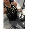 image:imageMakeMeChic Womens Y2K Sequin Halter Knit Tank Top Summer Going Out Sexy Backless Sleeveless TopsBlack