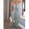 image:imageMakeMeChic Womens Y2K Sequin Spaghetti Strap Cami Top Crisscross Hallow Out Glitter Halter TopSilver