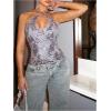 image:imageMakeMeChic Womens Y2K Sequin Spaghetti Strap Cami Top Crisscross Hallow Out Glitter Halter TopSilver