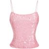 image:imageMakeMeChic Womens Y2K Sequin Top Cute Sparkly Glitter Top Party Club Spaghetti Strap Cami TopPink