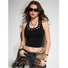 image:imageMakeMeChic Womens Y2k Backless Halter Crop Tops Grommet Eyelet Sleeveless Cami Tank TopBlack