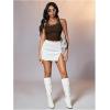 image:imageMakeMeChic Womens Y2k Backless Halter Crop Tops Grommet Eyelet Sleeveless Cami Tank TopBrown
