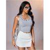 image:imageMakeMeChic Womens Y2k Backless Halter Crop Tops Grommet Eyelet Sleeveless Cami Tank TopGrey