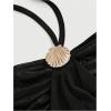 image:imageMakeMeChic Womens Y2k Halter Tops Backless Mesh Seashell Ruched Ruffle Summer Going Out TopBlack