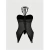 image:imageMakeMeChic Womens Y2k Halter Tops Backless Mesh Seashell Ruched Ruffle Summer Going Out TopBlack