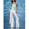 image:imageMakeMeChic Womens Y2k Halter Tops Backless Mesh Seashell Ruched Ruffle Summer Going Out TopBlue