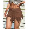 image:imageMakeMeChic Womens Y2k Lace Mini Skirt Asymmetrical Ruched Ruffle Summer Festival Rave Fairy Micro SkirtsBrown