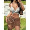 image:imageMakeMeChic Womens Y2k Lace Mini Skirt Asymmetrical Ruched Ruffle Summer Festival Rave Fairy Micro SkirtsBrown