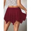 image:imageMakeMeChic Womens Y2k Lace Mini Skirt Asymmetrical Ruched Ruffle Summer Festival Rave Fairy Micro SkirtsBurgundy