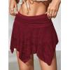 image:imageMakeMeChic Womens Y2k Lace Mini Skirt Asymmetrical Ruched Ruffle Summer Festival Rave Fairy Micro SkirtsBurgundy