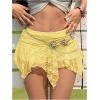 image:imageMakeMeChic Womens Y2k Lace Mini Skirt Asymmetrical Ruched Ruffle Summer Festival Rave Fairy Micro SkirtsYellow