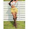 image:imageMakeMeChic Womens Y2k Lace Mini Skirt Asymmetrical Ruched Ruffle Summer Festival Rave Fairy Micro SkirtsYellow