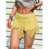 image:imageMakeMeChic Womens Y2k Lace Mini Skirt Asymmetrical Ruched Ruffle Summer Festival Rave Fairy Micro SkirtsYellow