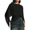image:imageMakeMeChic Womens Asymmetrical Crop Tops Dressy Blouse Chiffon Mesh Sheer Summer Going Out TopsBlack