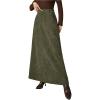 image:imageMakeMeChic Womens Business Casual Corduroy Skirt High Waisted Zip Up A Line Maxi SkirtsArmy Green