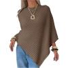 image:imageMakeMeChic Womens Cape Poncho Sweater Cloak Sleeve Boat Neck Asymmetrical Rib Knitted TopsMocha Brown