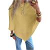 image:imageMakeMeChic Womens Cape Poncho Sweater Cloak Sleeve Boat Neck Asymmetrical Rib Knitted TopsYellow