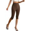 image:imageMakeMeChic Womens Capri Pants High Waist Leggings Soft Stretch Business Casual Yoga Dress PantsBrown