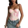 image:imageMakeMeChic Womens Corset Tops Crop Going Out Bustier Tops Floral Print Lace Sleeveless CamisolePink