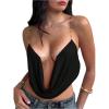 image:imageMakeMeChic Womens Country Concert Tops Y2K Draped Chain Strap Criss Cross Backless Crop CamisoleBlack