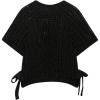 image:imageMakeMeChic Womens Crochet Tops Crew Neck Sweater Short Sleeve Tie Side Knit Crop TopsBlack