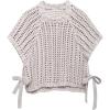 image:imageMakeMeChic Womens Crochet Tops Crew Neck Sweater Short Sleeve Tie Side Knit Crop TopsGrey
