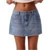 image:imageMakeMeChic Womens Denim Skirt Low Waist Y2k Jean Mini Skirts with PocketsBlue