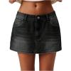 image:imageMakeMeChic Womens Denim Skirt Low Waist Y2k Jean Mini Skirts with PocketsDark Grey